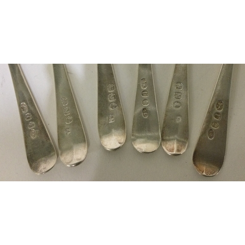 21 - A heavy set of six bright-cut silver teaspoons. London. Approx. 71 grams. Est. £30 - £50.