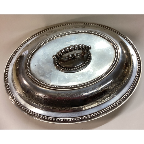 257 - A heavy crested Victorian silver entrée dish and cover. London 1869. By Barnards. Approx. 1594 grams... 