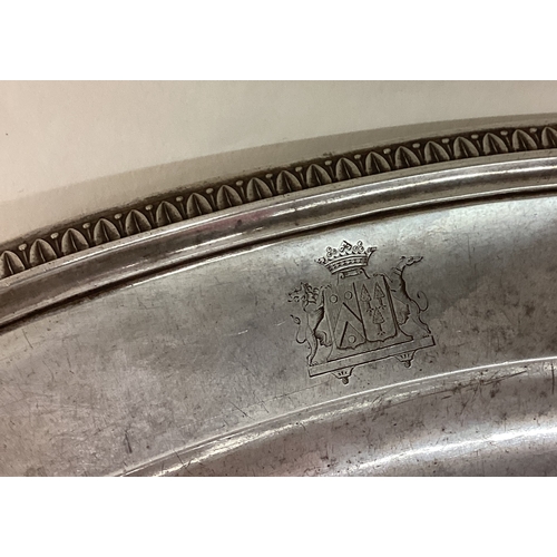 309 - An early 19th Century French silver tray with coat of arms. Marked to side. Approx. 613 grams. Est. ... 