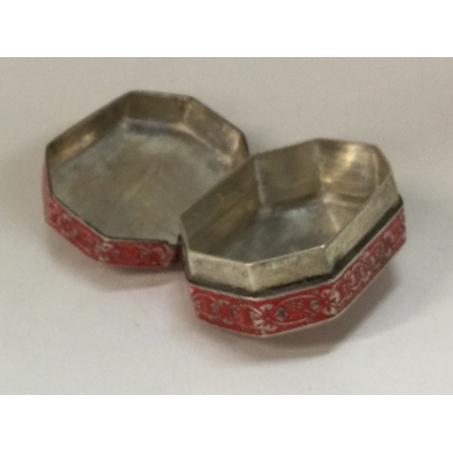 381 - An Indian silver and pink enamel hinged box. Approx. 25 grams. Est. £40 - £60.