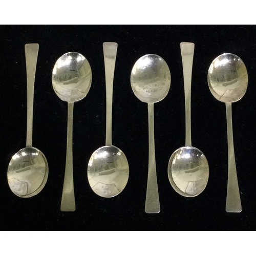 44 - A boxed set of six silver coffee spoons. Sheffield. Approx. 36 grams. Est. £15 - £20.