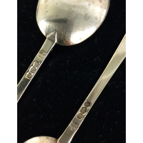 44 - A boxed set of six silver coffee spoons. Sheffield. Approx. 36 grams. Est. £15 - £20.