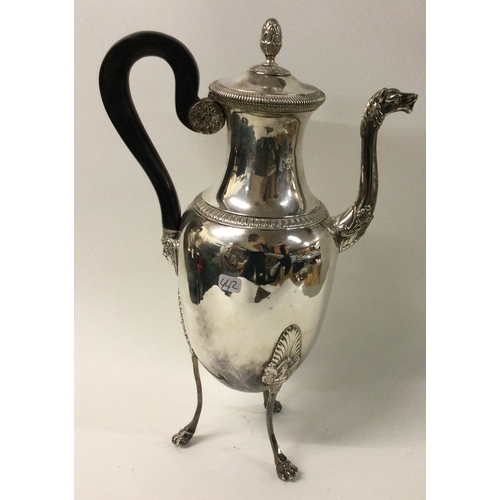 442 - A fine figural 19th Century French silver coffee pot. Marked to body and base. Approx. 530 grams. Es... 