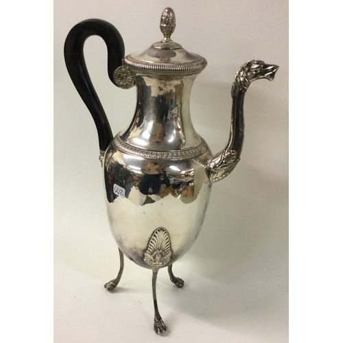 442 - A fine figural 19th Century French silver coffee pot. Marked to body and base. Approx. 530 grams. Es... 