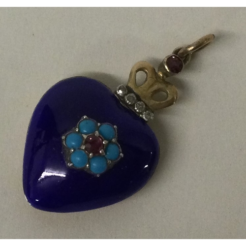 550 - A Georgian style enamel and rose diamond pendant with loop top. Approx. 6.6 grams. Est. £150 - £200.