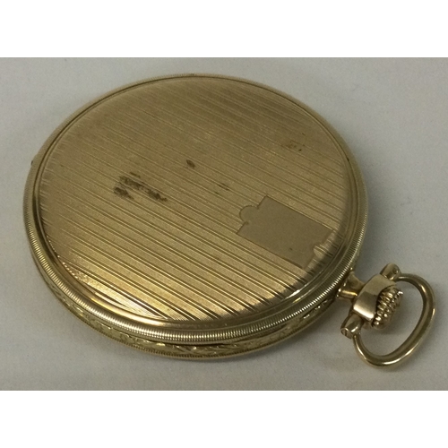 585 - A stylish 14 carat gold pocket watch with gilt dial. Approx. 68 grams. Est. £350 - £400.