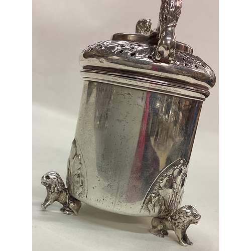 63 - An early 19th Century silver lidded beaker with early coin to centre. Approx. 83 grams. Est. £30 - £... 