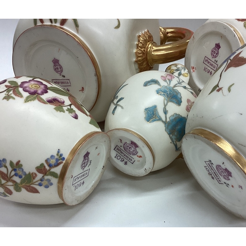 637 - A good set of five Royal Worcester gilt ewers. Est. £80 - £120.