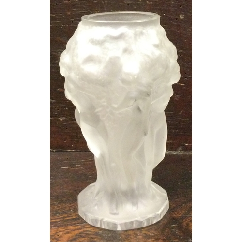 683 - LALIQUE: An unusual vase moulded with stylised ladies. Est. £30 - £50.