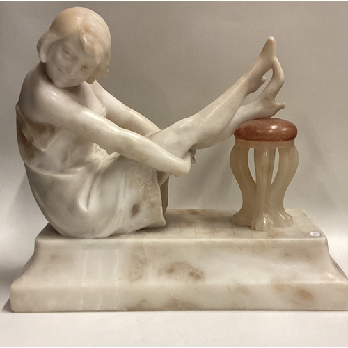 713 - A good marble figure of a lady in seated position on sweeping base. Approx. 28 cms x 32 cms. Est. £4... 