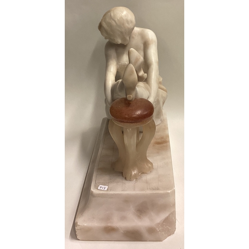 713 - A good marble figure of a lady in seated position on sweeping base. Approx. 28 cms x 32 cms. Est. £4... 