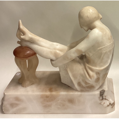 713 - A good marble figure of a lady in seated position on sweeping base. Approx. 28 cms x 32 cms. Est. £4... 