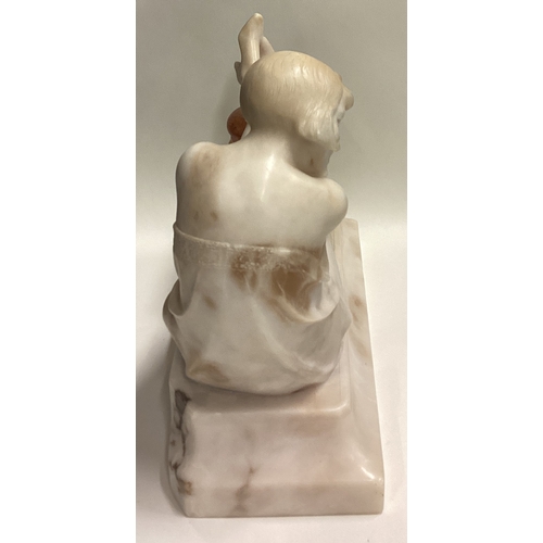 713 - A good marble figure of a lady in seated position on sweeping base. Approx. 28 cms x 32 cms. Est. £4... 