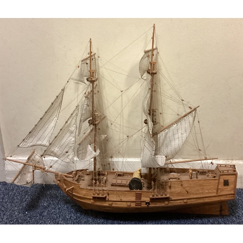 741 - Three old wooden model boats. Est. £20 - £30.