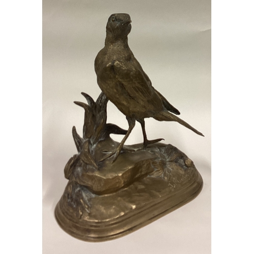 746 - JULES MOIGNIEZ: (French, 1835 - 1894): A cast figure of a bird with textured body. Signed. Est. £40 ... 