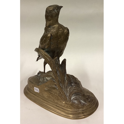 746 - JULES MOIGNIEZ: (French, 1835 - 1894): A cast figure of a bird with textured body. Signed. Est. £40 ... 