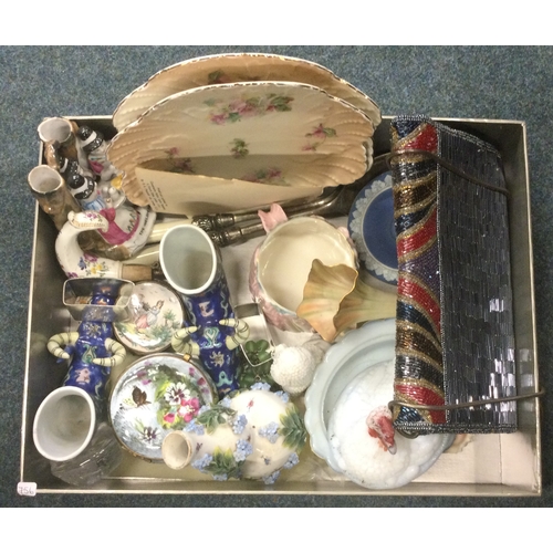 756 - A small beadwork bag together with a Royal Worcester vase etc. Est. £20 - £30.