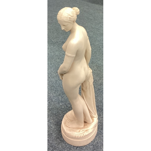 762 - A tall alabaster figure of a lady. Est. £30 - £40.