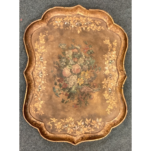 790 - A papier-mâché painted tray. Est. £30 - £40.