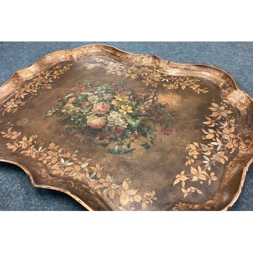 790 - A papier-mâché painted tray. Est. £30 - £40.