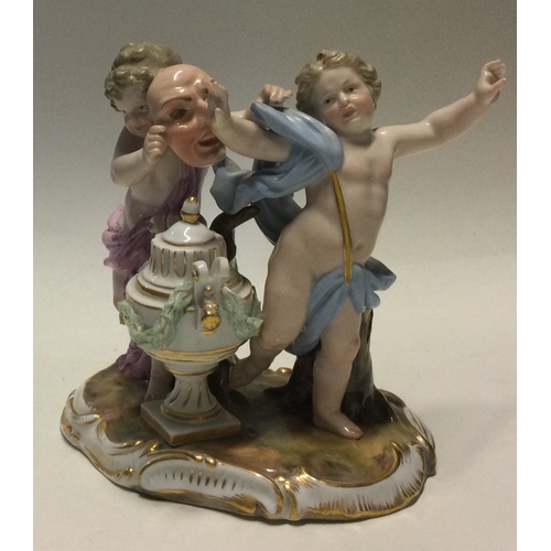 797 - MEISSEN: An attractive group depicting figures with gilt decoration. Est. £30 - £50.