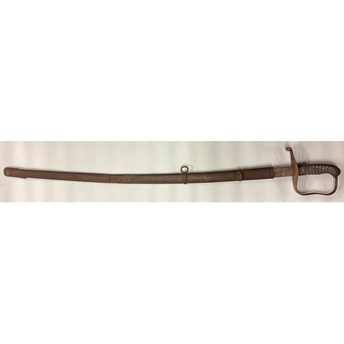 803 - An old steel mounted sword. Est. £30 - £40.