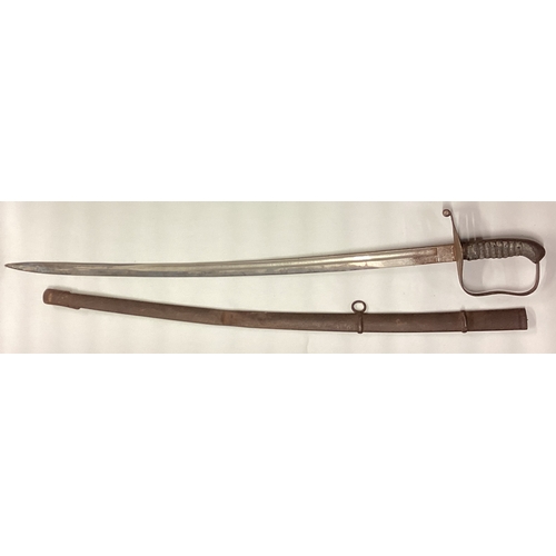 803 - An old steel mounted sword. Est. £30 - £40.