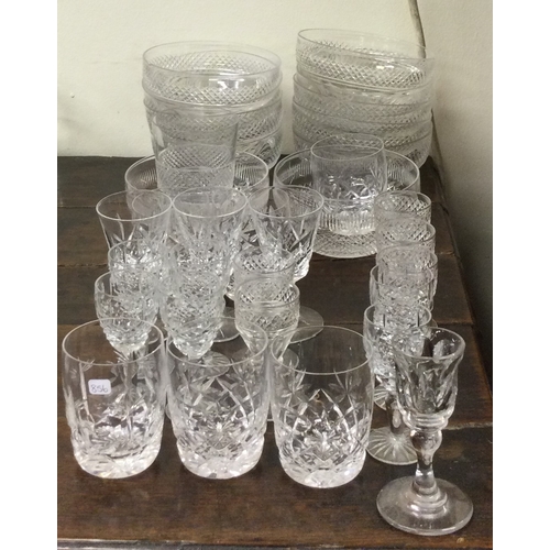 856 - A collection of cut glass sherry glasses. Est. £20 - £30.