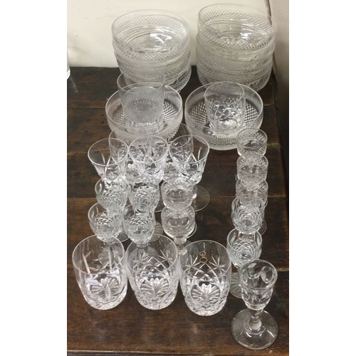 856 - A collection of cut glass sherry glasses. Est. £20 - £30.