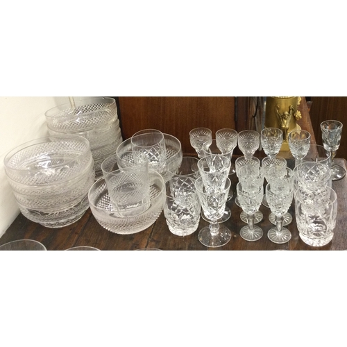 856 - A collection of cut glass sherry glasses. Est. £20 - £30.