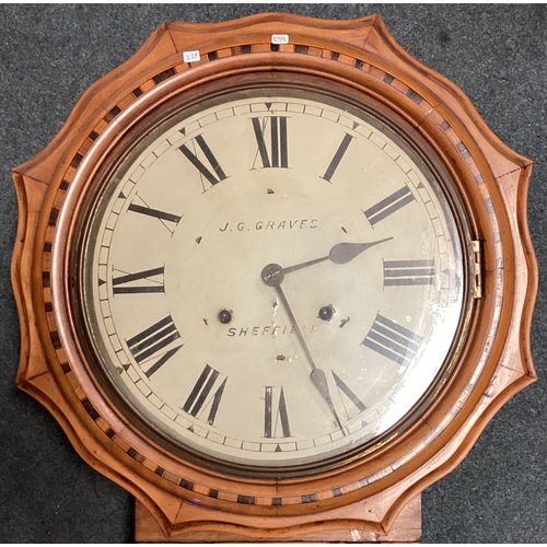 859 - An attractive Victorian inlaid wall clock. Est. £100 - £150.