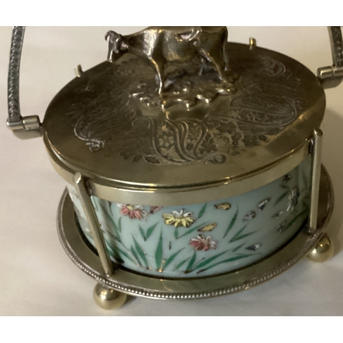 971 - An attractive late Victorian glass mounted butter dish. Est. £20 - £30.