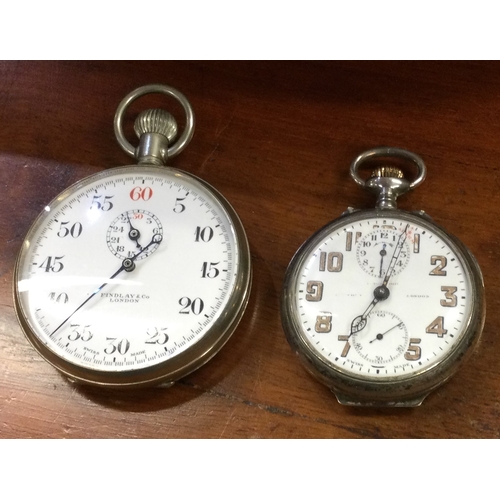 976 - A Continental silver pocket watch together with a stopwatch. Est. £30 - £40.