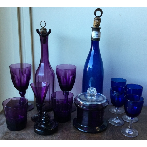 990 - A good collection of amethyst and Bristol blue glassware. Est. £30 - £50.