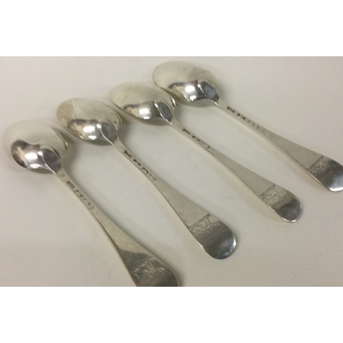 536 - A set of four 18th Century silver spoons. London 1765. Probably by James Jones. Approx. 126 grams. E... 