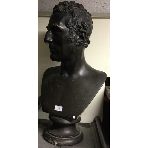 1664 - FRANCIS HARDENBURG: A large matched pair of plaster busts. Approx. 62 cms high. Est. £50 - £80.