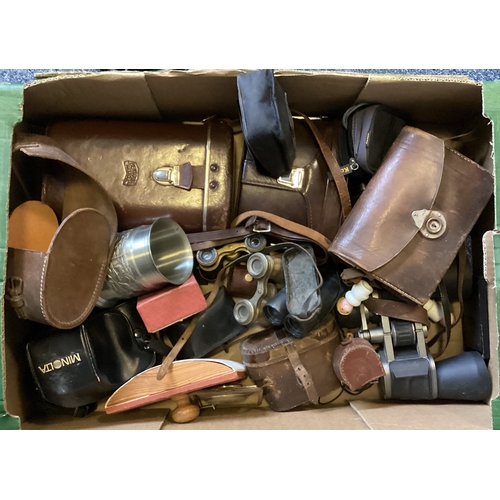 742 - A box containing binoculars etc. Est. £20 - £30.