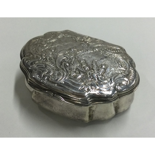 133 - An 18th Century chased silver box. Marked to interior. Approx. 56 grams. Est. £150 - £200.