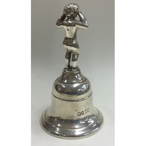 155 - A Victorian silver figural table bell. London 1881. Approx. 199 grams. Est. £250 - £350.