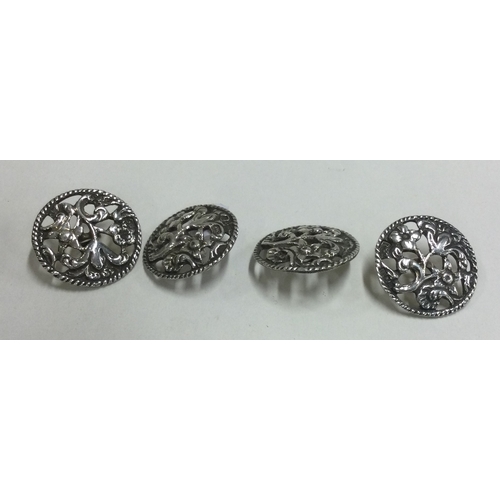 166 - A set of four silver buttons. Birmingham. Approx. 16 grams. Est. £50 - £80.