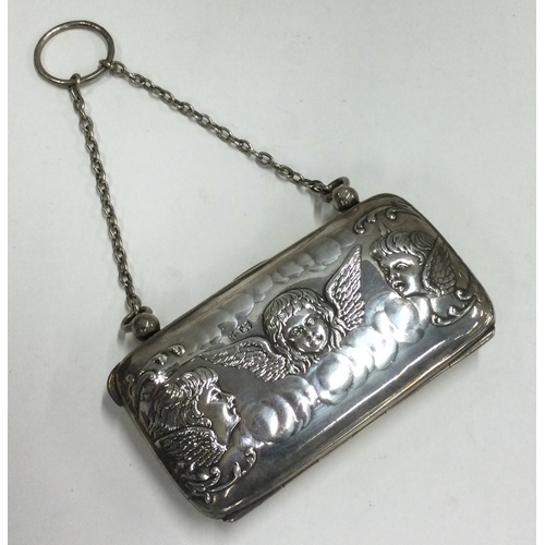 250 - A silver purse embossed with cherubs. Birmingham 1901. By Henry Matthews. Approx. 94 grams. Est. £80... 