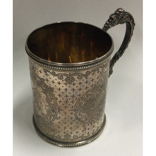 30 - A Victorian engraved silver christening mug. London 1869. By George Angell. Approx. 154 grams. Est. ... 