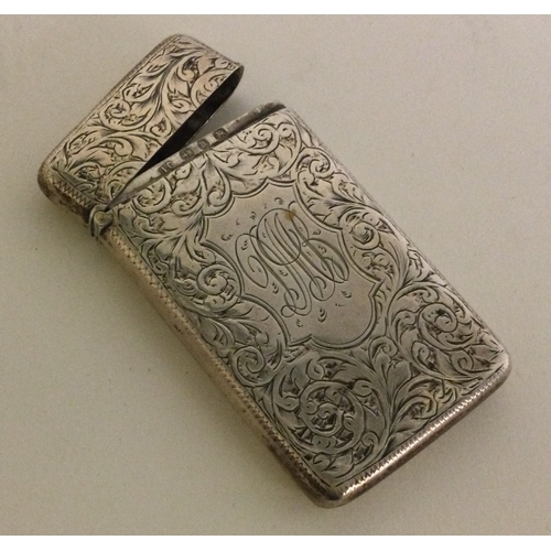 345 - A silver engraved card case. Birmingham 1889. Approx. 46 grams. Est. £60 - £80.