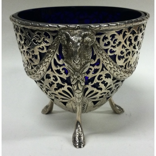 375 - CHESTER: A silver mounted glass basket embossed with rams. 1914. By George Nathan and Ridley Hayes. ... 