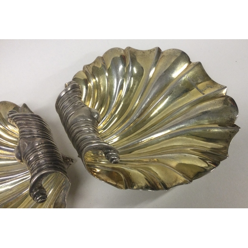 409 - A pair of heavy 18th Century George III silver crested butter dishes. London 1790. Approx. 376 grams... 