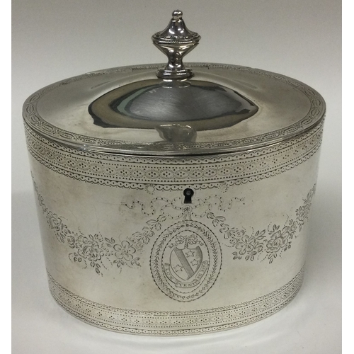 427 - A good 18th Century bright cut silver tea caddy. London 1782. By John Denzilow. Approx. 373 grams. E... 