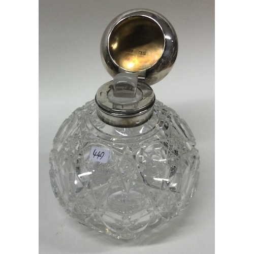 449 - A silver and hobnail cut glass scent bottle. London 1907. Est. £80 - £120.