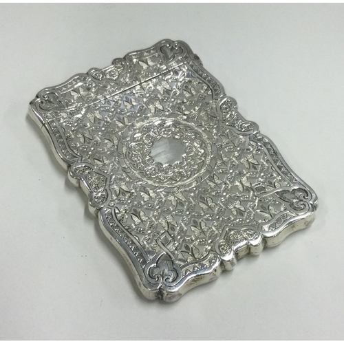 47 - A Victorian engraved silver card case. Birmingham 1877. By Frederick Marsden. Approx. 65 grams. Est.... 