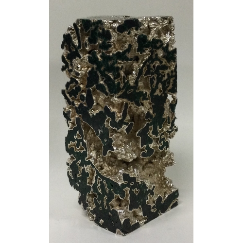 502 - A fine contemporary silver and enamelled sculpture model of a brick. Marked to base. London 2001. Ap... 