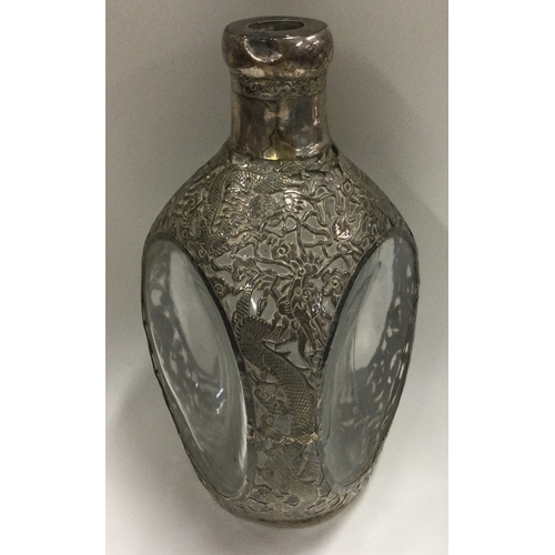 64 - A Chinese export silver mounted glass vase. Marked to base. Est. £80 - £120.